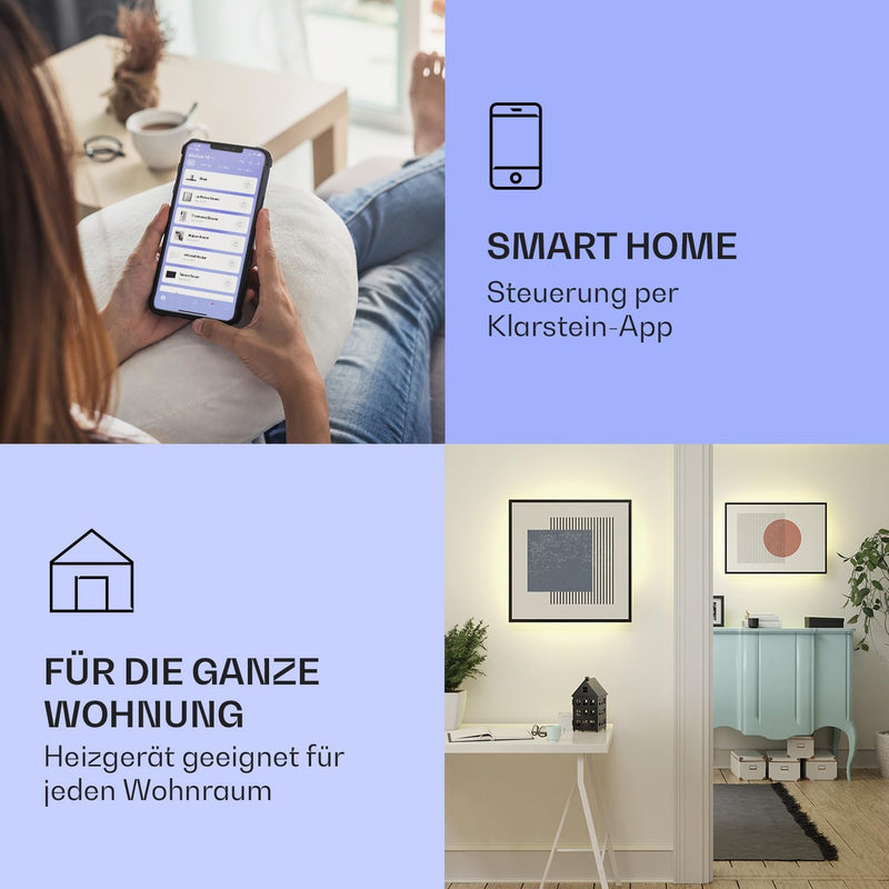 Klarstein 2-in-1 Infrarotheizung & Konvektor, Infrarotheizung mit Thermostat 500W, IP44-Infrarotheiz