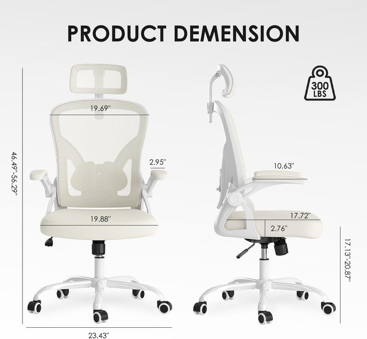 Farini Ergonomischer Stuhl mit Armlehne Büro Schreibtischstuhl mit Rollen Bequemer Home Office Stuhl