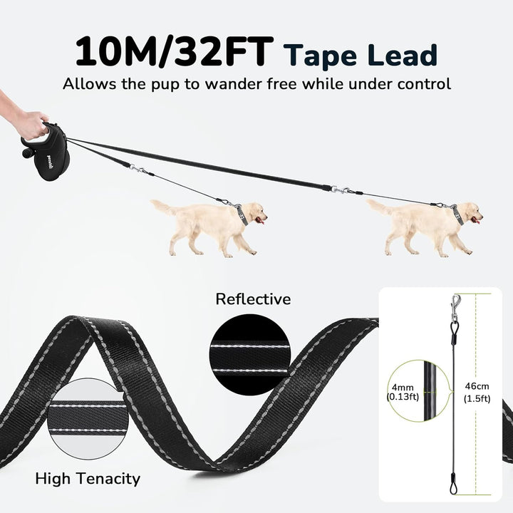 Pecute Hundeleine 10m, Verbesserte Kausichere Einziehbare Hundeleine, 360° Verhedderungsfreier Leine