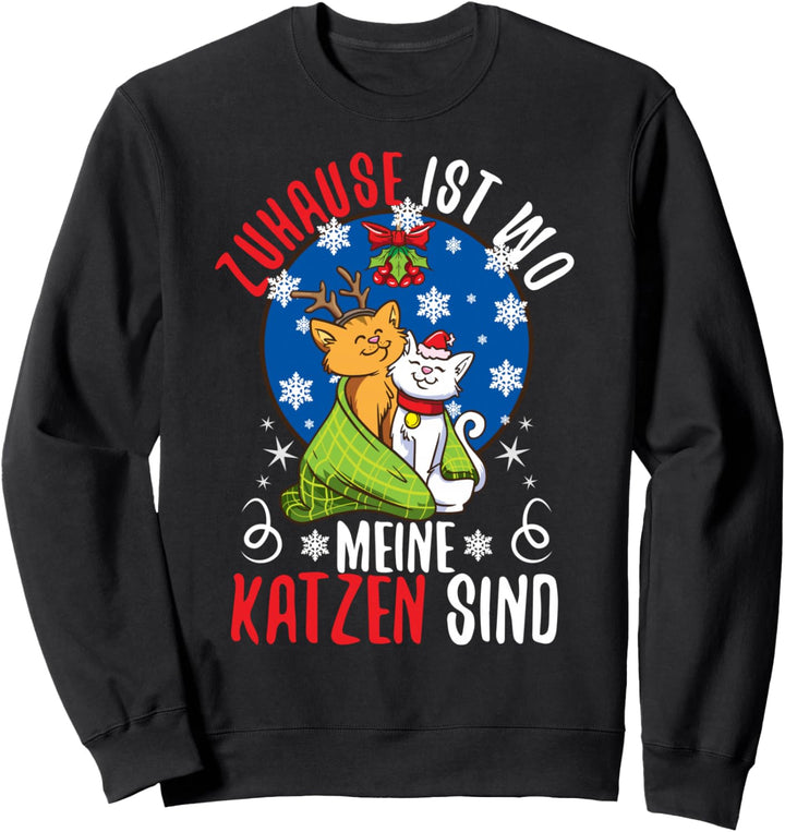 Zuahuse ist wo meine Katzen sind Weihnachten Mädchen Damen Sweatshirt