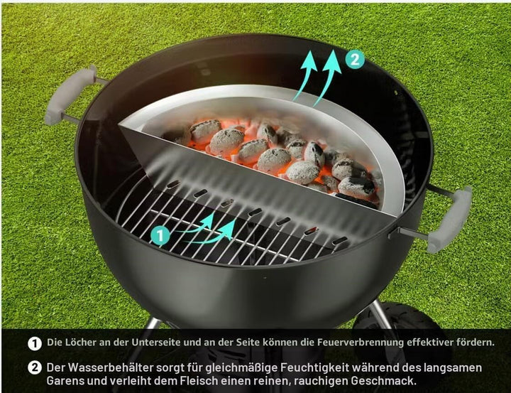 Onlyfire Edelstahl Smokereinsatz Kohle-Brennstoff Halter für Ø 57cm Kugelsmoker Einsatz Räuchereinsa