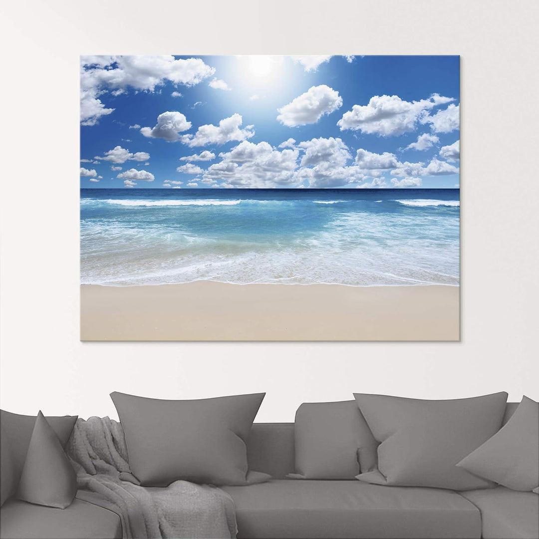 ARTland Glasbilder Wandbild Glas Bild einteilig 60x30 cm Querformat Strand Meer Karibik Urlaub Somme