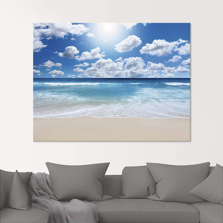 ARTland Glasbilder Wandbild Glas Bild einteilig 60x30 cm Querformat Strand Meer Karibik Urlaub Somme