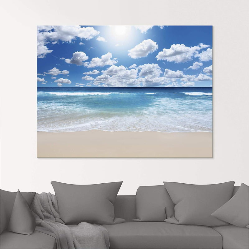 ARTland Glasbilder Wandbild Glas Bild einteilig 80x60 cm Querformat Strand Meer Sommer Karibik Südse