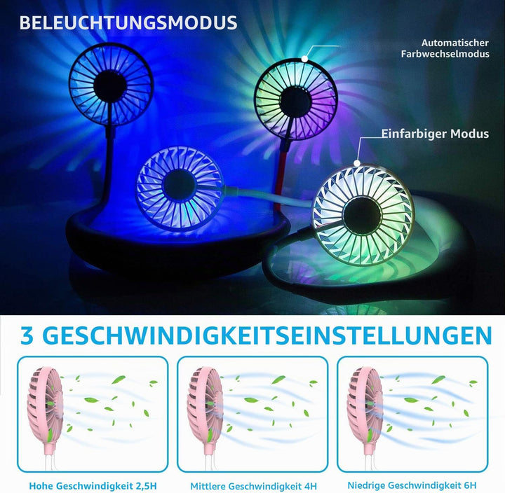 ITSHINY Nackenventilator, tragbar, Mini-USB-Ventilator, tragbarer Hals-Ventilator, wiederaufladbar,
