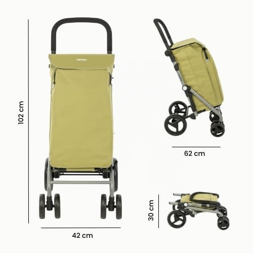 Carlett Einkaufstrolley mit 4 Rädern, faltbar, mit abnehmbarer 48-L-Tasche, bis 25kg und 10-L-Thermo