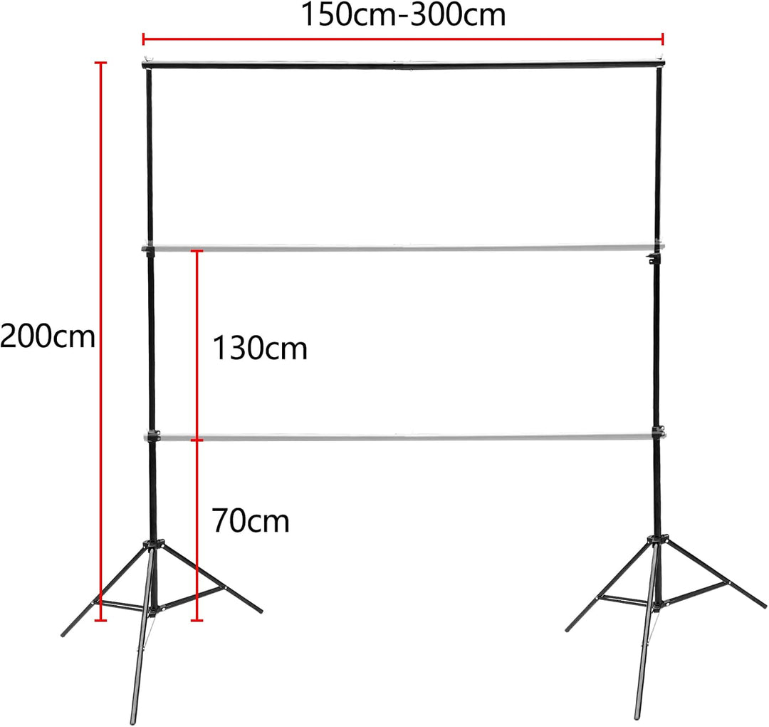 Relota Foto Hintergrund Ständer 200cm X 300cm, Verstellbarer Hintergrundsystem mit 10 Starker Klemme