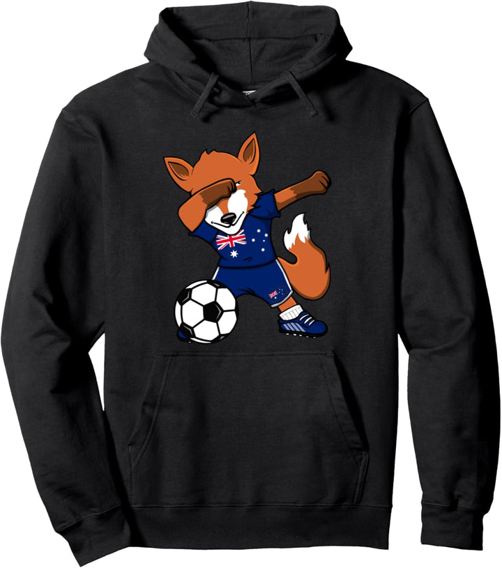 Dabbing Fuchs Fox Australien Fussball Australische Flagge Pullover Hoodie