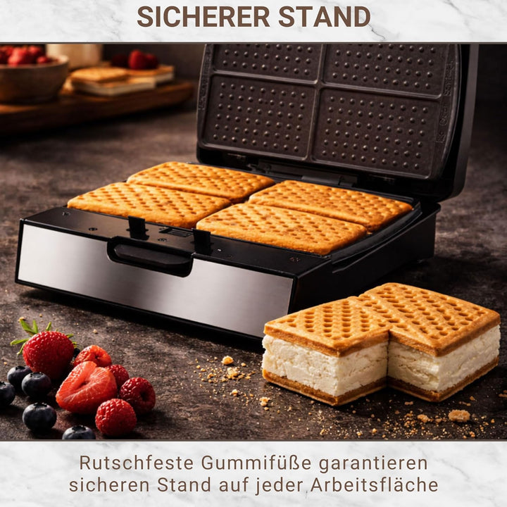 Syntrox Germany Ice Cream Sandwich Maker MM-1400W mit herausnehmbaren Backplatten
