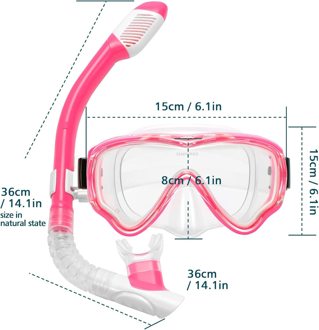 HIKOTEY Taucherbrille Kinder 4-16 Jahre,Schnorchelset Kinder für Mädchen Jungen Schwimmbrille Kinder