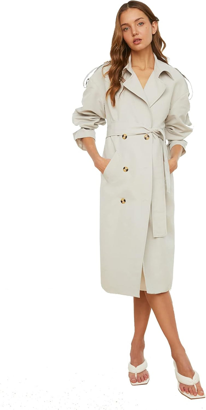 TRENDYOL Trench Coat - Brown - Regular 32 Beige, 32 Beige