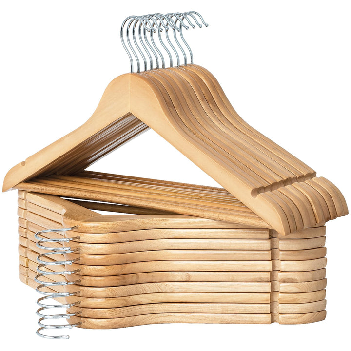 StorageWorks Kleiderbügel Holz, 20er-Pack, glatter Kleiderbügel aus Naturholz und 360° drehbarem Hak