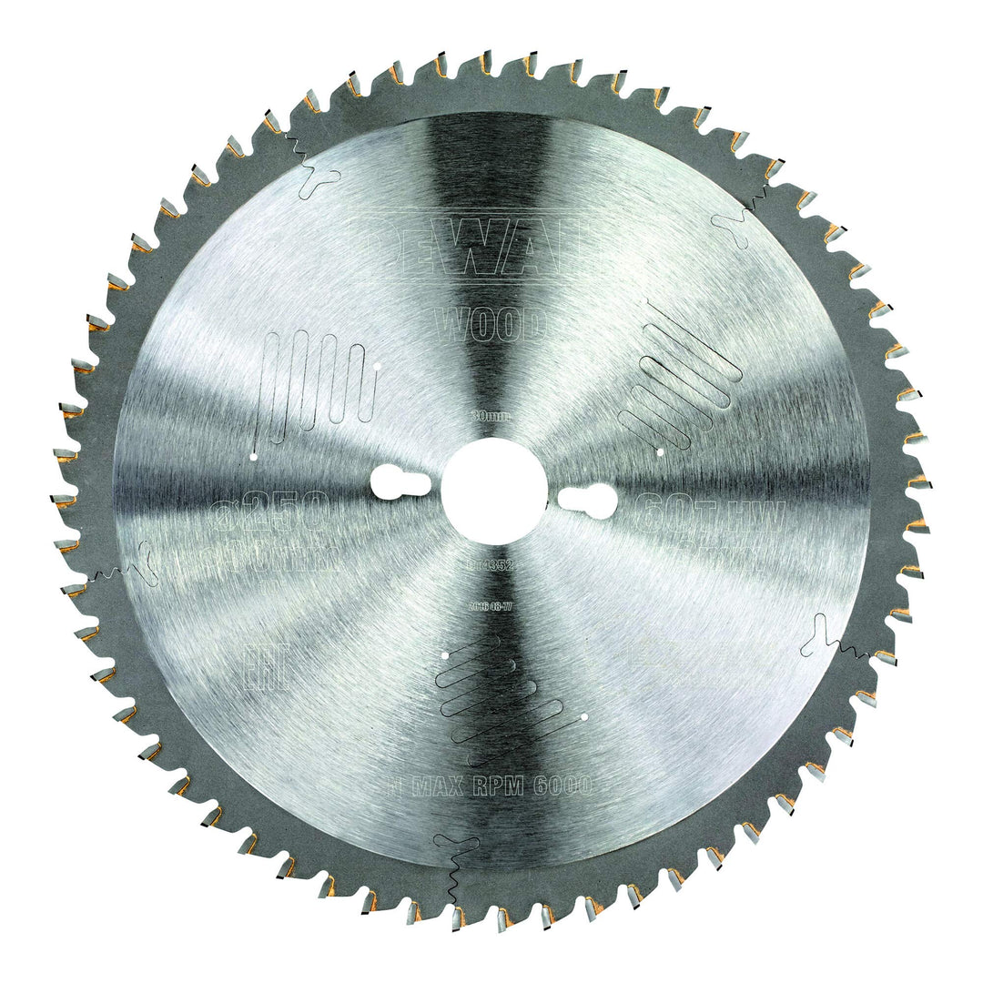 DeWalt Stationärkreissägeblatt / Kreissägeblatt Extreme (250/30mm 60TFZ, feine Schnitte und Querschn