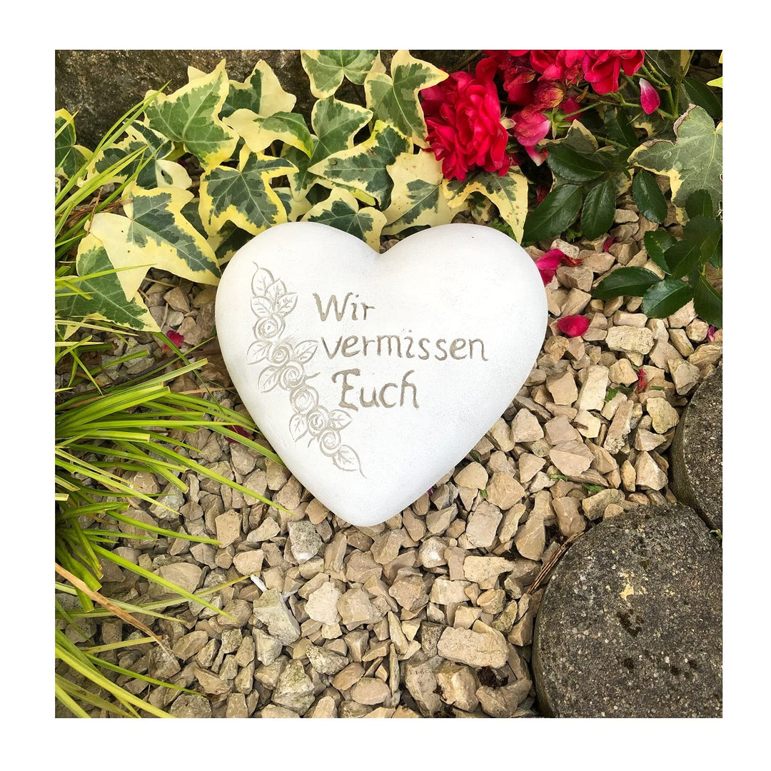 Radami XXL Grabherz Spruch Grabschmuck Grab Herz - Wir vermissen Euch - Grabdeko Trauerherz ca. 1300