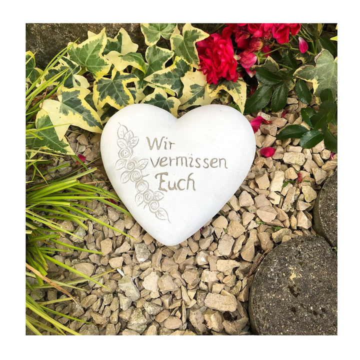 Radami XXL Grabherz Spruch Grabschmuck Grab Herz - Wir vermissen Euch - Grabdeko Trauerherz ca. 1300