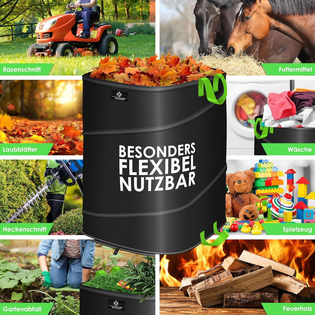 KESSER® Pop-Up-Gartensack 4x 219L Set Laubsack Gartenabfallsack inkl. Handschuhe | Selbststehend mit