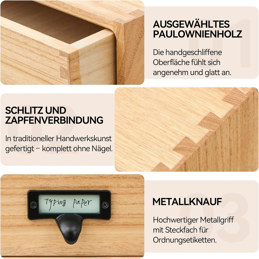 KIRIGEN Bürokommode aus Holz mit 2 Schubladen, flache Ausführung – Desktop-Dateiorganisation für Mas