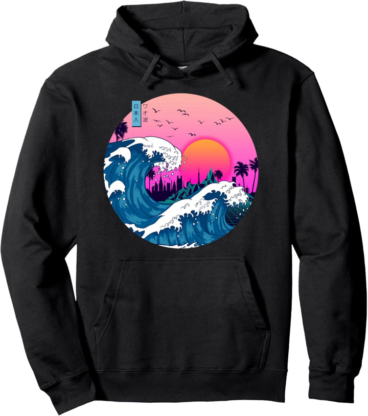 Japanese great Retro Style wave Aesthetic Japan Great Wave Pullover Hoodie
