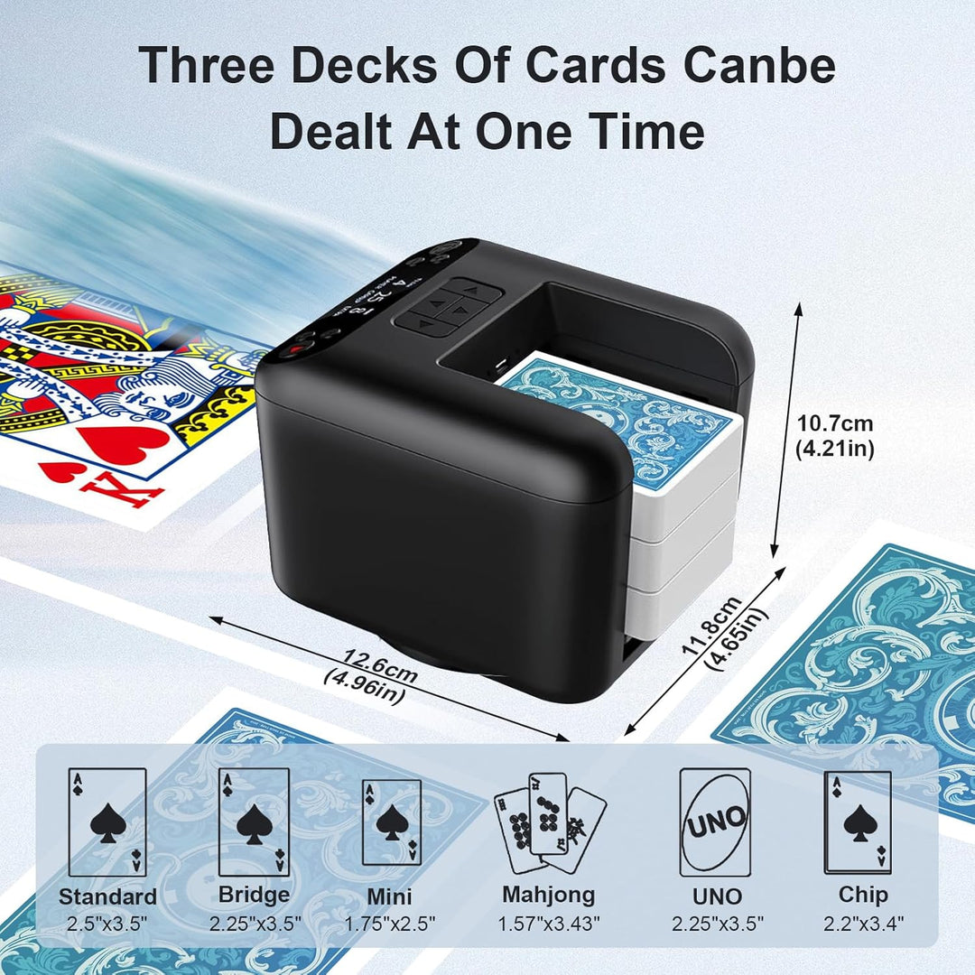 Automatischer Kartensendemaschine 180°/360° Drehung für 1–3 Decks, Karten Austeiler für 2–12 Spieler