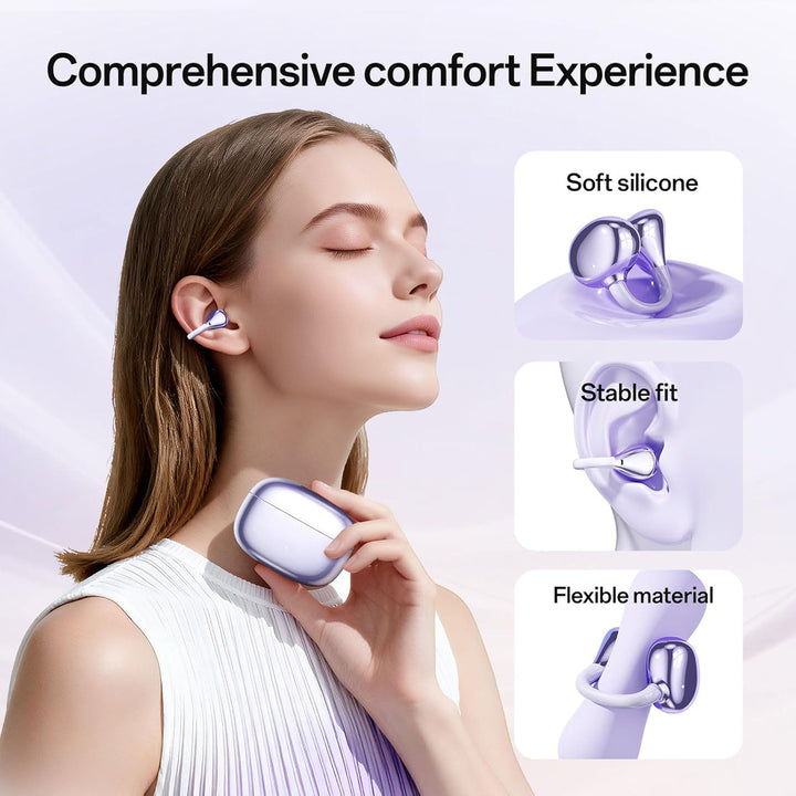 Open Ear Kopfhörer Bluetooth 6.0 Clip On Ohrhörer IPX5 für Sport | Wasserfes Sport Clip Kopfhörer, 8