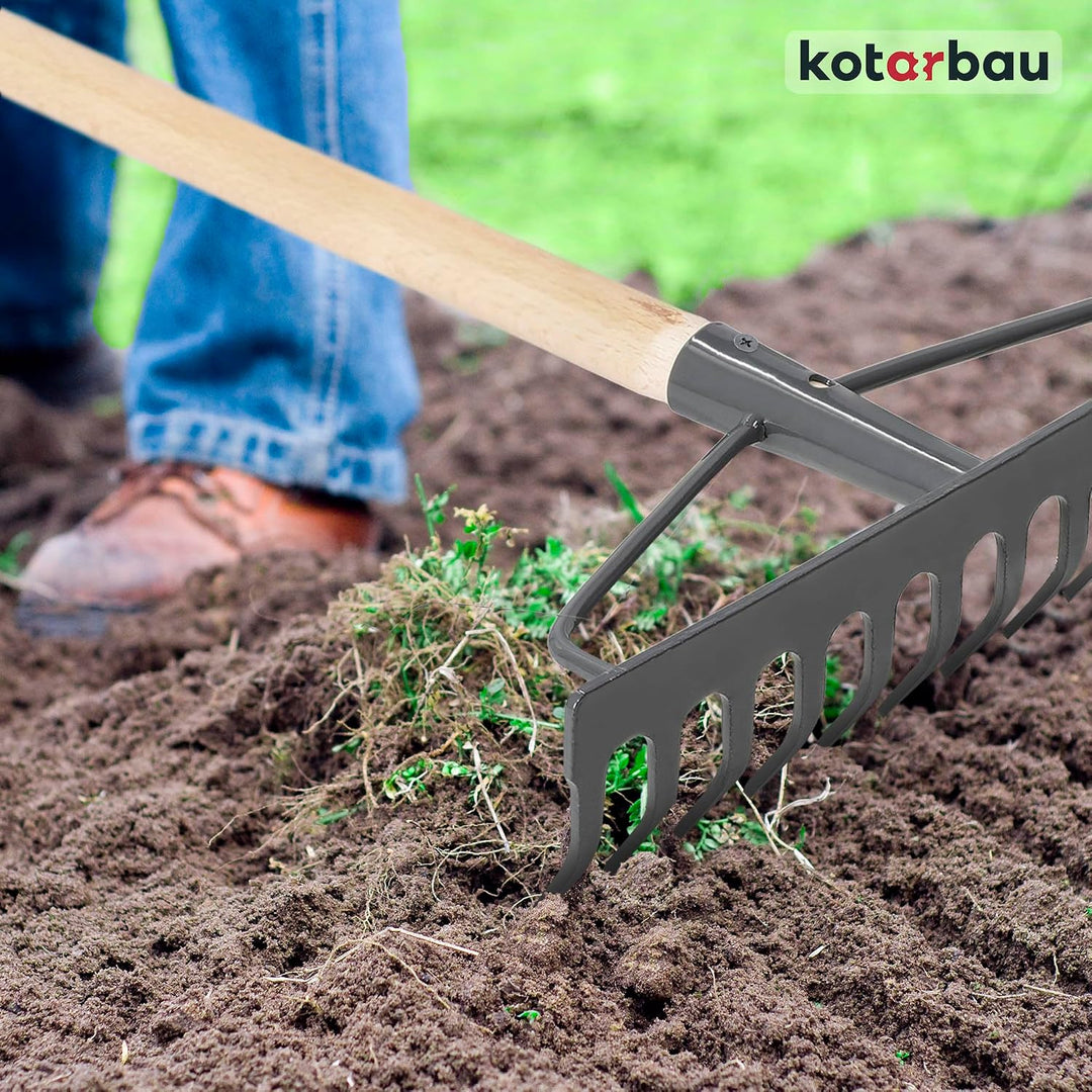 KOTARBAU® Laubrechen - 26 cm - Metall Rechen für Gras &amp; Laub - ohne Holzstiel - Gartenrechen - Rasen