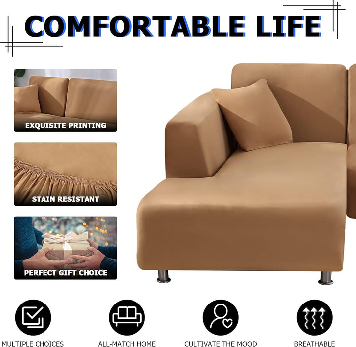 Lydevo Sofabezug Ecksofa L Form Sofa Überwürfe Stretch Sofabezug L Form Rechts oder Links mit Zwei K