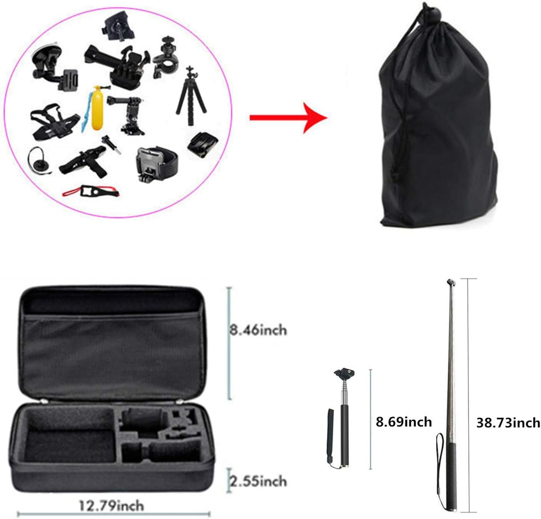 DIKER Action Kamera Zubehör Set Bundle, Zubehör Kit für Gopro Hero 12 11 10 9 8 7