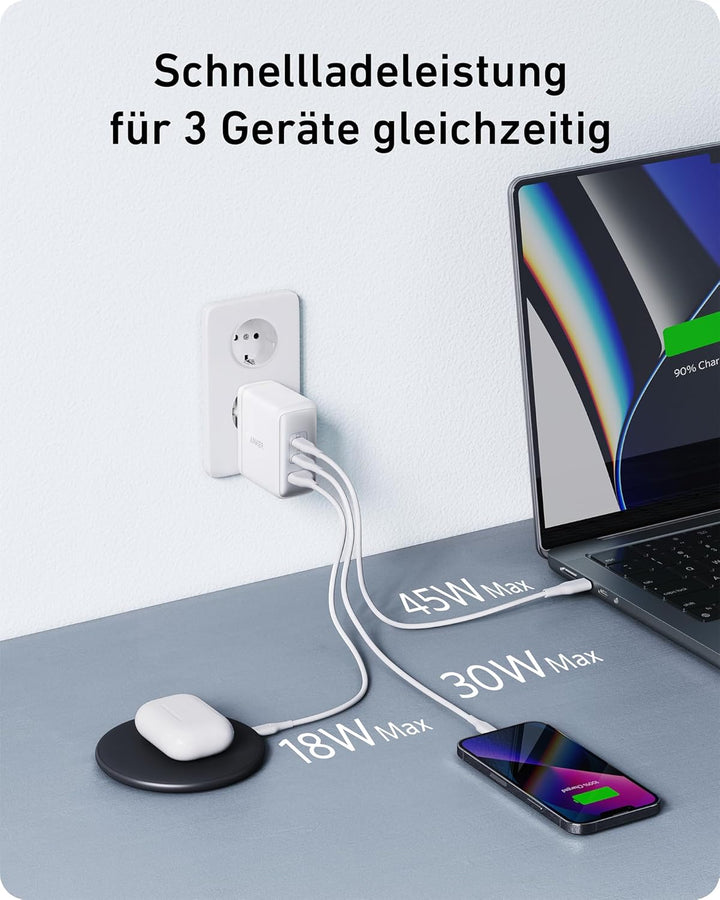 Anker 100W USB C Ladegerät, 736 Charger (Nano II 100W) Schnellladegerät, iPad ladegerät, 3-Port USB