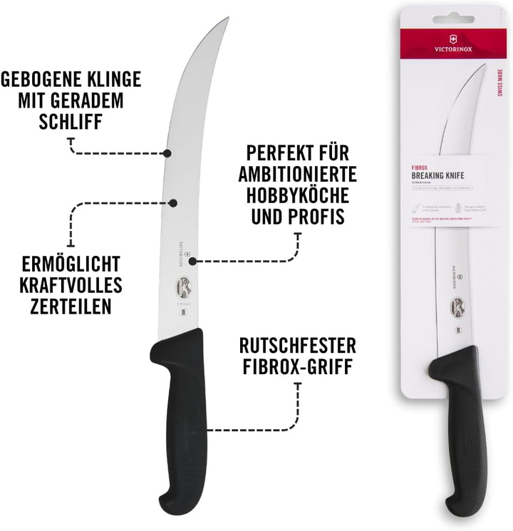 Victorinox Fibrox Schlachtmesser, Langes Zerlegemesser zum Zerteilen grosser Fleischstücke, 25 cm, G
