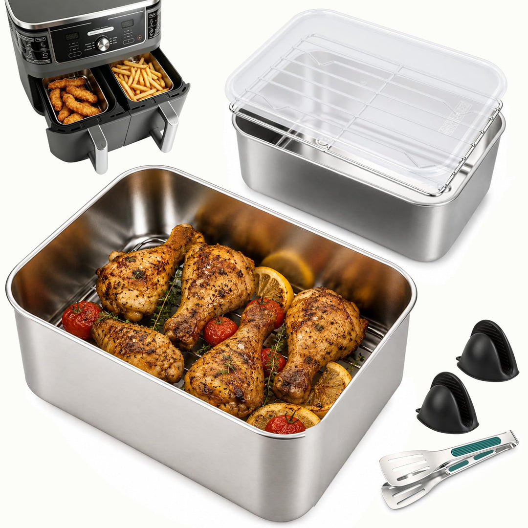 YQL Airfryer Zubehör für Ninja/COSORI Dual, Edelstahlformen mit 7,8 cm Höhe | 304-Edelstahl & spülma