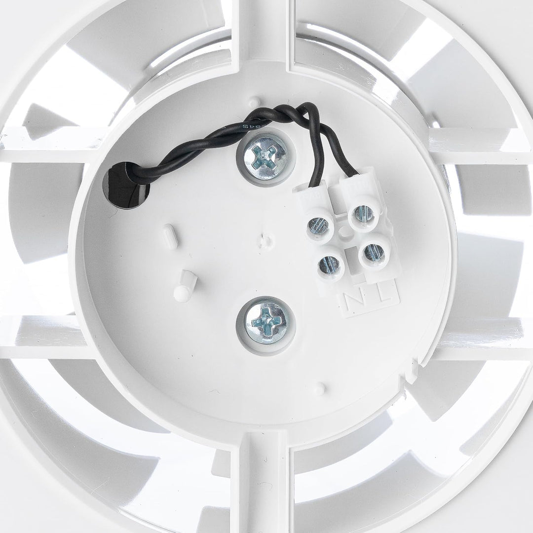 Steinberg14 Ø 100mm Badlüfter Fan - Weiss Front - Ventilator zur Belüftung in Bad und WC Lichtschalt