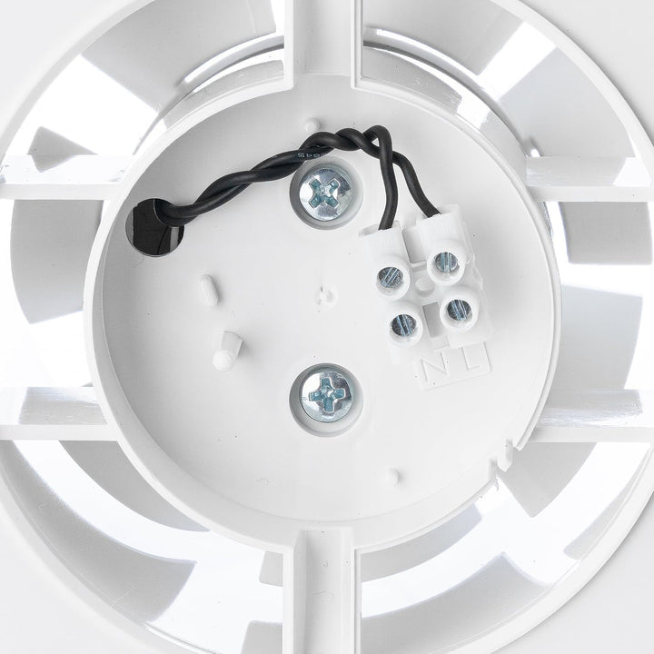 Steinberg14 Ø 100mm Badlüfter Fan - Weiss Front - Ventilator zur Belüftung in Bad und WC Lichtschalt