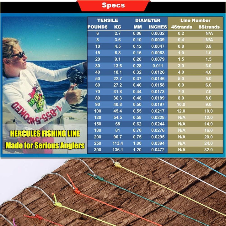 HERCULES Super Cast 100m - 2000m Yards Geflochtene Angelschnur 10lb - 300lb Test für Salzwasser Süss