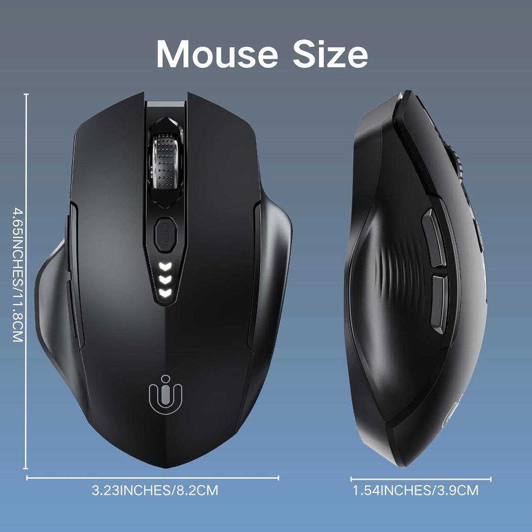 Uineer Bluetooth Maus, aktualisiert Maus kabellos Tri-Modus (BT 5.0/4.0+2,4 GHz), sichtbare Batterie