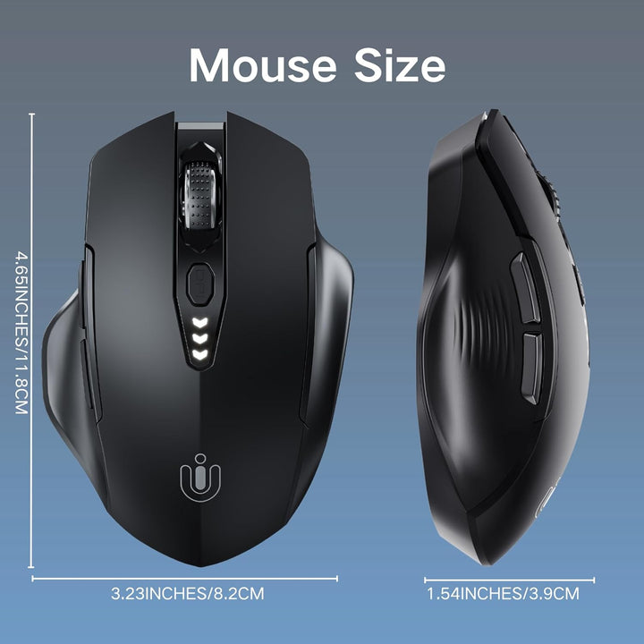 Uineer Bluetooth Maus, aktualisiert Maus kabellos Tri-Modus (BT 5.0/4.0+2,4 GHz), sichtbare Batterie