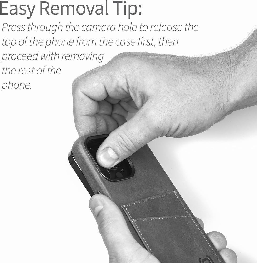 Dockem Echtleder Kartenetui für iPhone 14 Plus mit Kartenfachen und Integrierter Metallplatte zur Ma