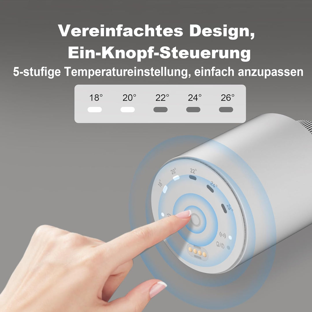 GEM Smart Heizkörperthermostat, Abnehmbares Zigbee-Thermostat mit Sensor, Präzise Temperaturerfassun