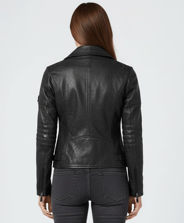 Blueorn Heeda Damen Lederjacke Übergangsjacke aus feinstem Lammnappa Leder - Modernen Bikerjacke Ech