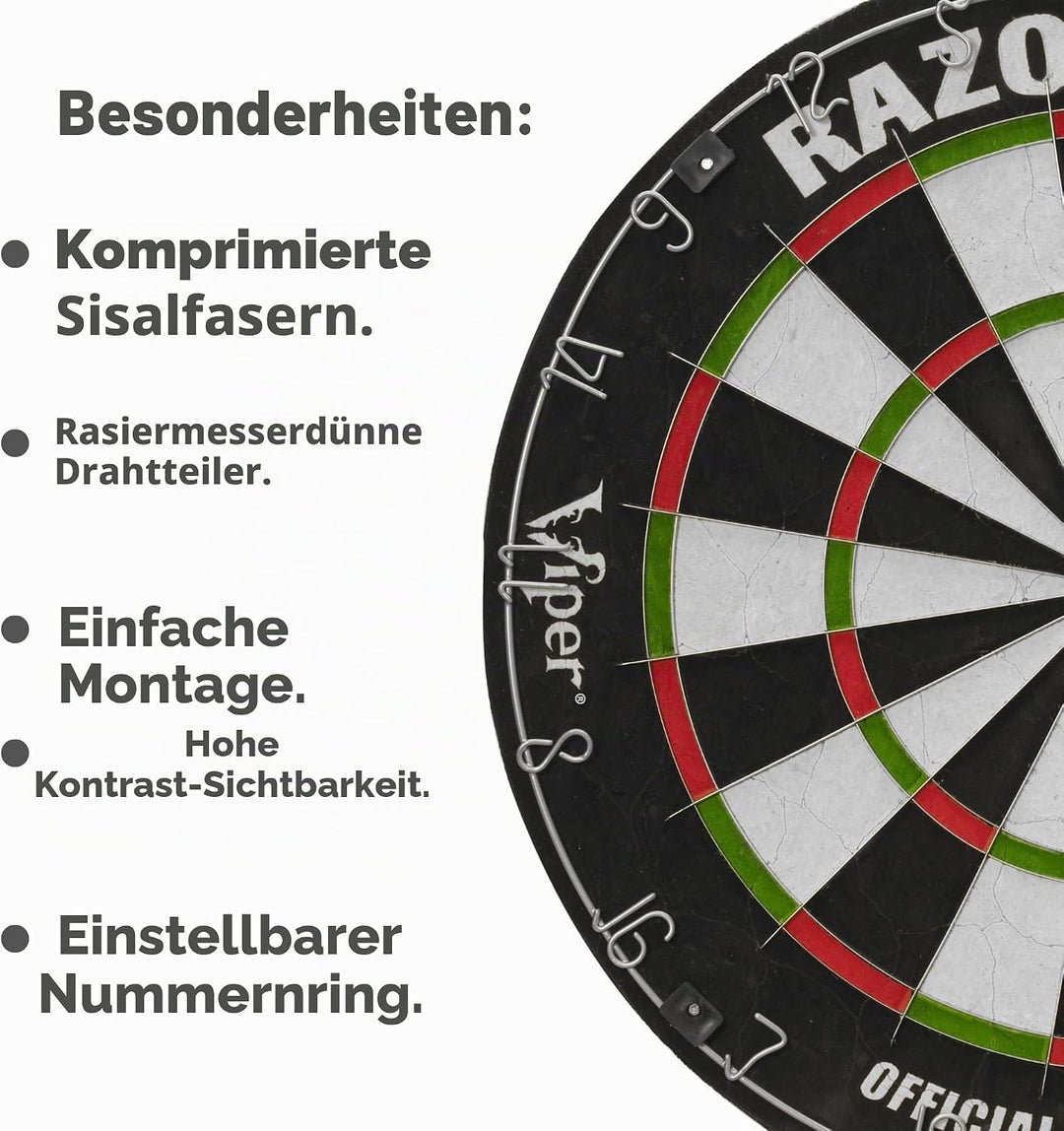 Viper Razorback Spitze aus Sisal/Bristle Dartscheibe mit frei von Klammern sind Spider