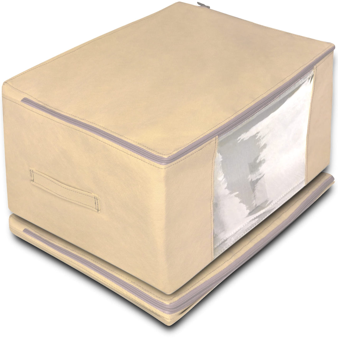 COVER IT Unterbett Aufbewahrungsbox - Kleiderschrank Organizer für Bettdecken Beige 60x45x30cm - 2 S
