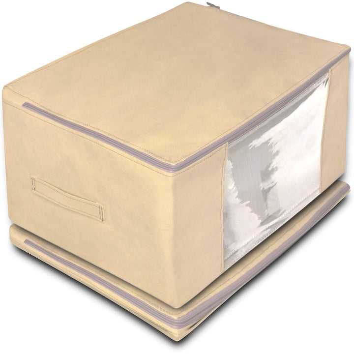 COVER IT Unterbett Aufbewahrungsbox - Kleiderschrank Organizer für Bettdecken Beige 60x45x30cm - 2 S