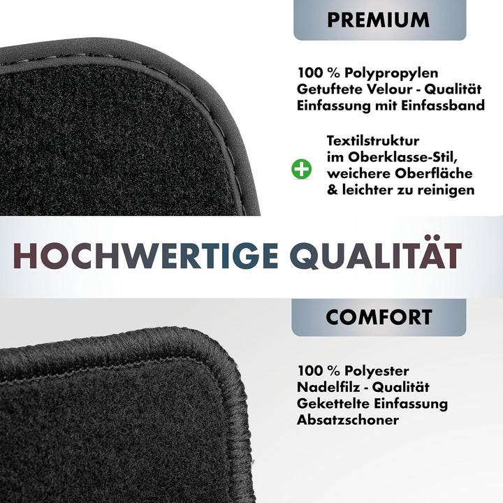 WALSER Premium Auto Teppiche für VW T5 04/2003-08/2015, VW T6 04/2015-Heute, 3-Sitzer, 100% passgena