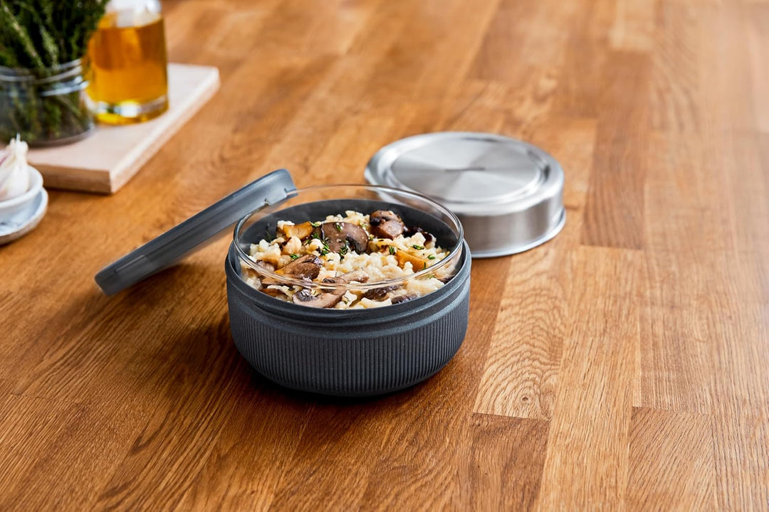 Black+Blum Lunchschale aus Glas | Schiefer | 750 ml | Borosilikatglas mit Schutzhülle aus nachhaltig