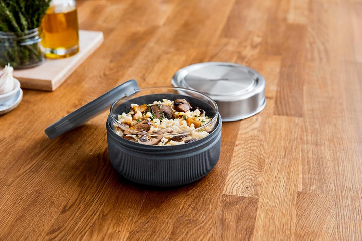 Black+Blum Lunchschale aus Glas | Schiefer | 750 ml | Borosilikatglas mit Schutzhülle aus nachhaltig