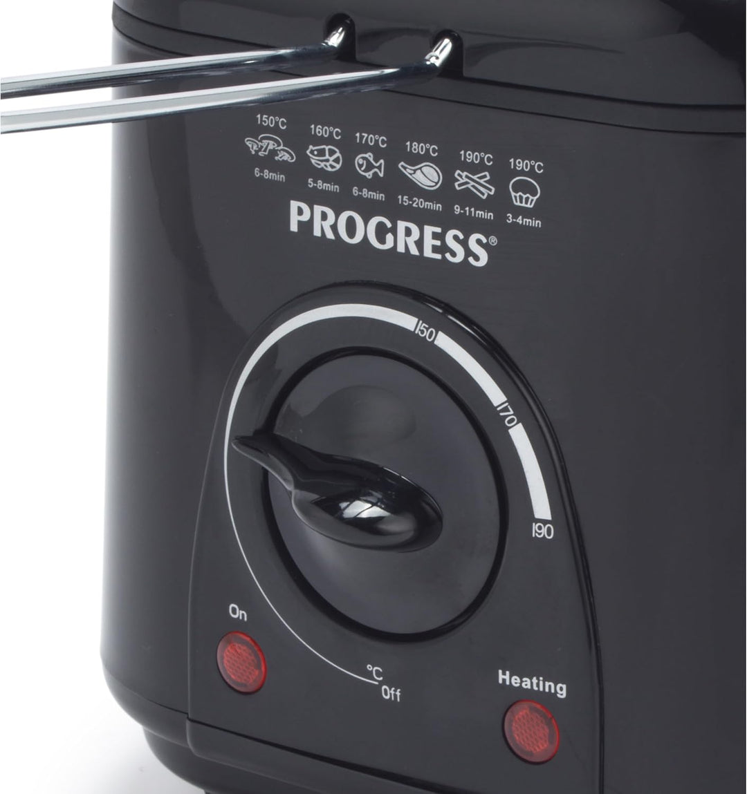 Progress EK2969PBLKVDE Kompakte 1L Mini-Fritteuse - Herausnehmbarer antihaftbeschichteter Frittierko