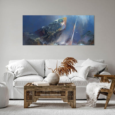 Wandbilder Dekoration Wohnzimmer Meer Segelboot Panorama Bilder auf Leinwand 120x50cm Leinwandbild m