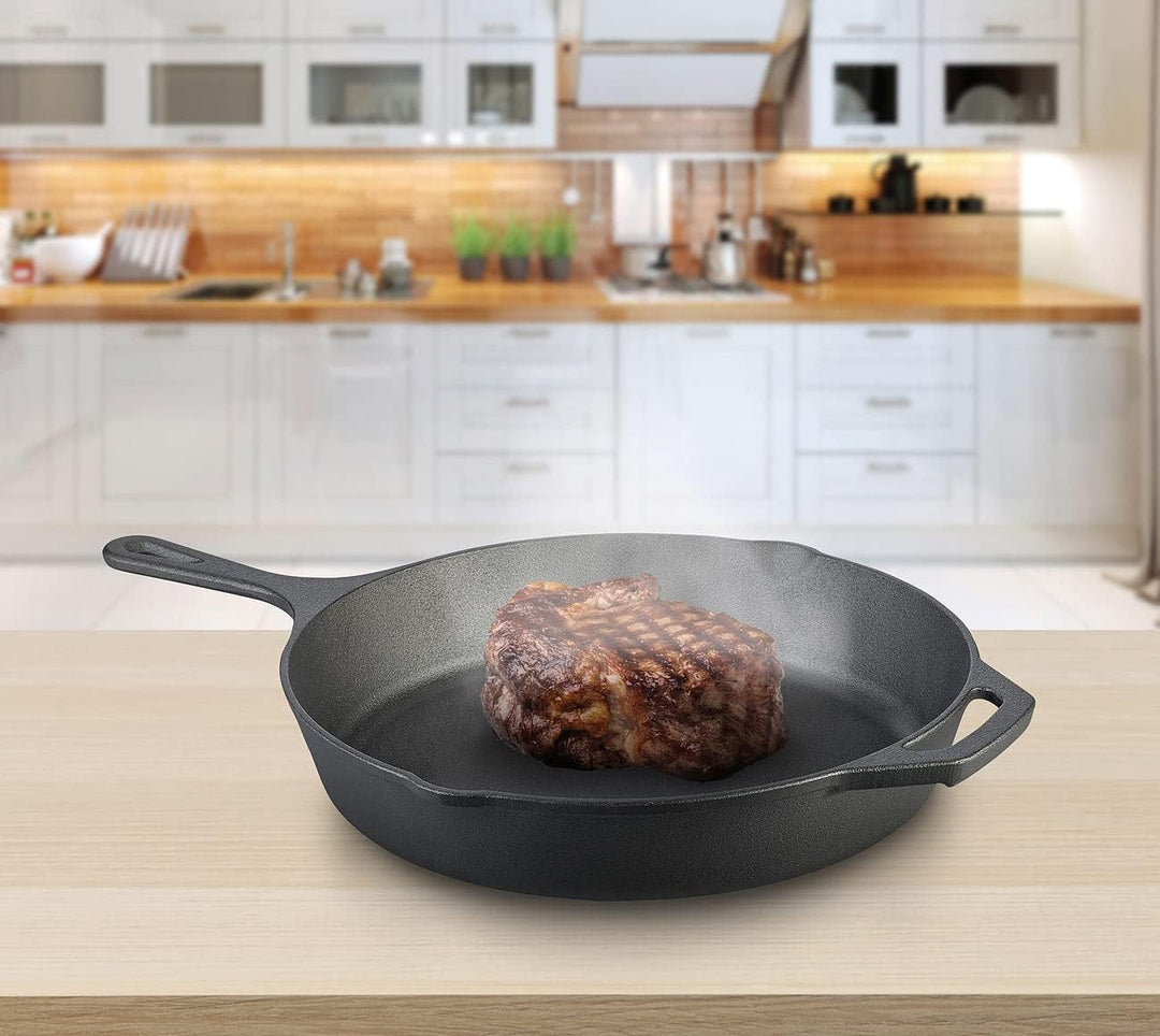 Tornwald-Schmiede Bratpfannen: 4er-Set Gusseisen-Pfannen mit je 1x Ø 12,5/16,5/21 und 30 cm (Grillpf