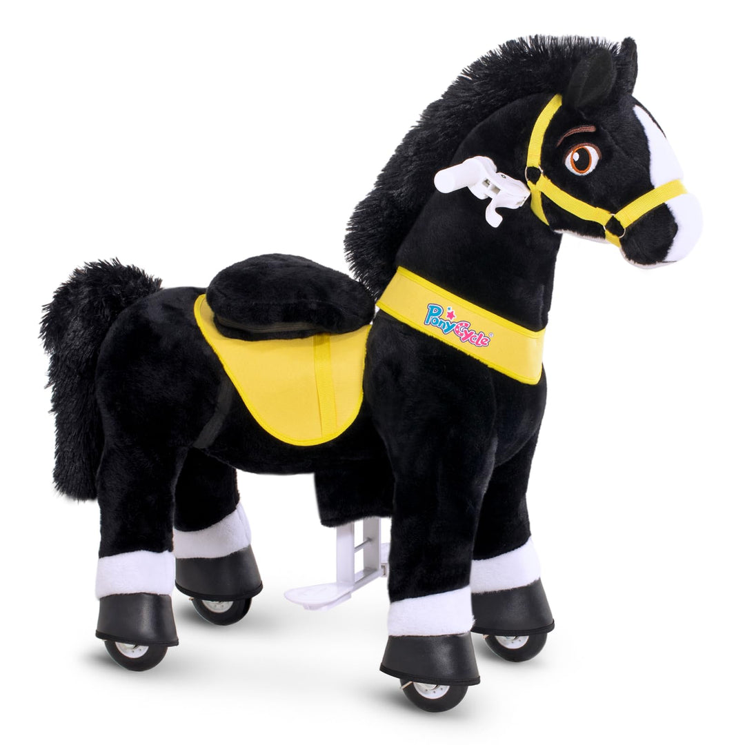 PonyCycle Spielpferd zum Draufsitzen, für Kinder 3–4 Jahre, 76cm Hoch, Reitpferd auf Rollen mit Hand