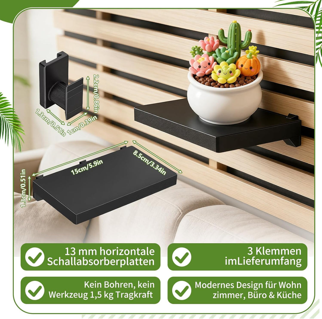 Meetory Regal für Akustikpaneele - 2 Stück Zubehör Akustikpaneele Ohne Bohren Wandorganizer Wandrega