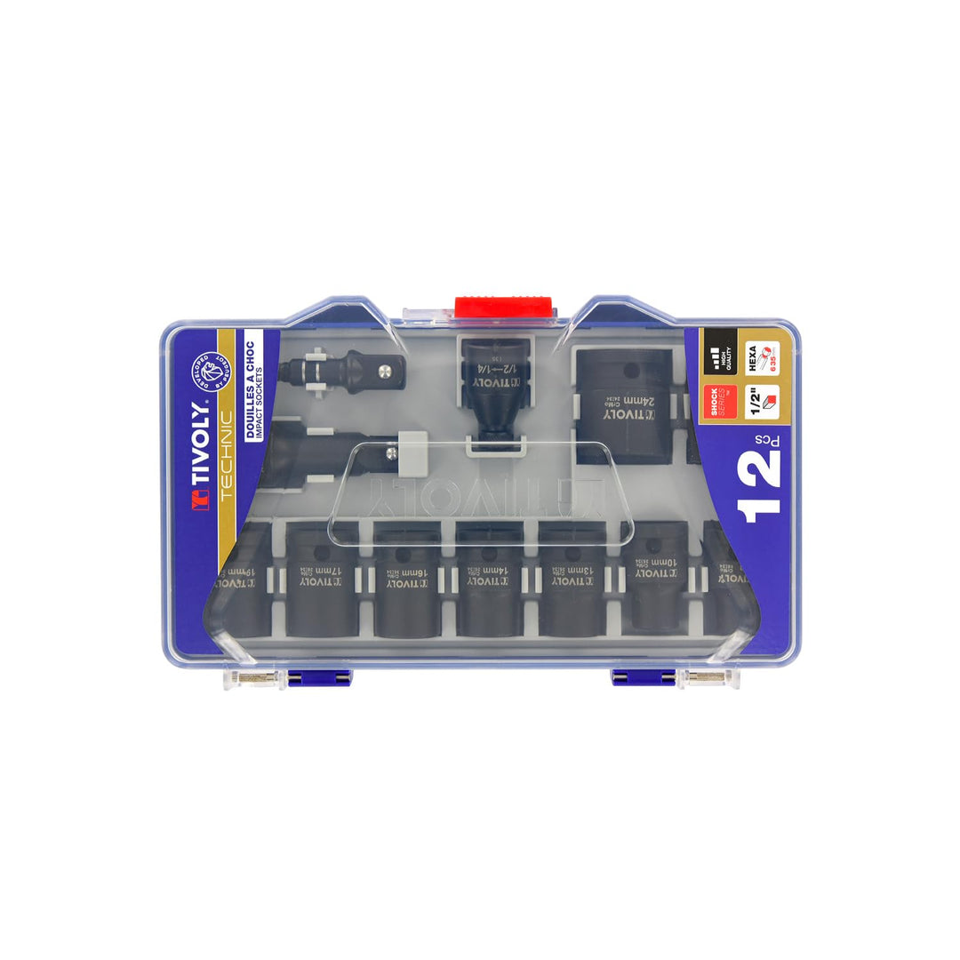 Set mit 12 Steckschlüsseln, 1/2" & Zubehör